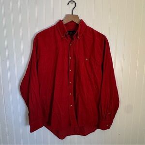 VTG Saddlebred Men’s 100% Cotton Faded Red Ribbed Button Down Long Sleeve Size M